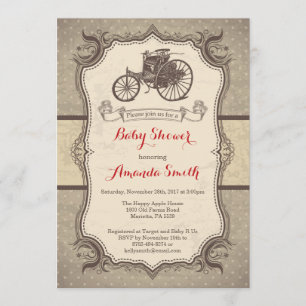 Vintage Car Baby shower Uitnodiging  Retro
