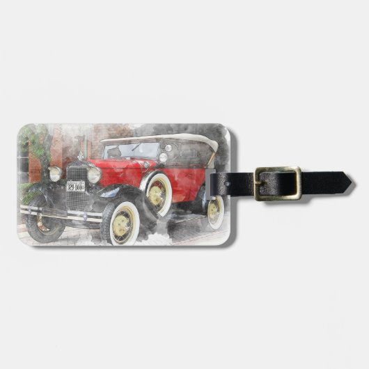 Vintage Car Bagagelabel (Voorkant horizontaal)
