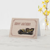 Vintage Car Birthday Kaart (Gele Bloem)