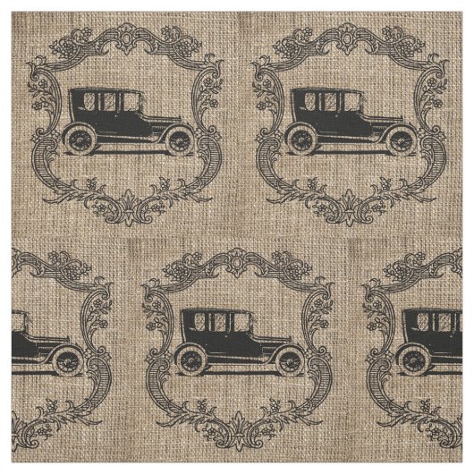 Vintage Car Burlap Stof (Swatch)