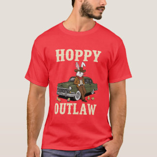 Vintage Car Cowboy Bunny Design funny vintage fami T-shirt