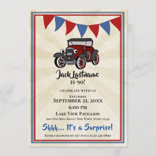 Vintage Car en Bunting Surprise Verjaardag Kaart