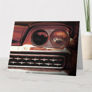 Vintage Car Grill Koplampen Grote Verjaardag Kaart