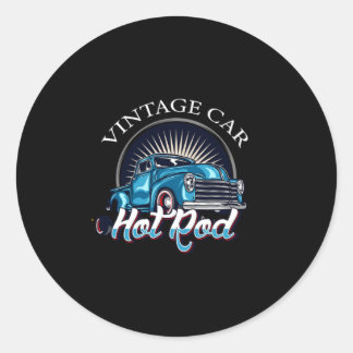 Vintage Car Hot Rod Hotrod Retro American Gift Ronde Sticker