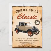 Vintage Car Jalon Anniversaire Fête Invitation (Devant)