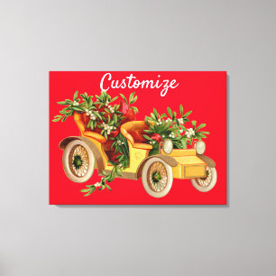 Vintage Car Kerstmis Mistletoe Thunder_Cove Canvas Afdruk