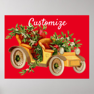 Vintage Car Kerstmis Mistletoe Thunder_Cove Poster