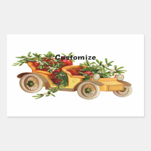Vintage Car Kerstmis Mistletoe Thunder_Cove Rechthoekige Sticker
