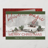 Vintage Car Kerstversier Foto Kerstmis (Voorkant / Achterkant)