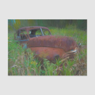 Vintage Car Old Antiek Brown Green Rustic Art Tissuepapier