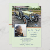Vintage Car Photo Anniversaire Fête Invitation (Devant / Derrière)
