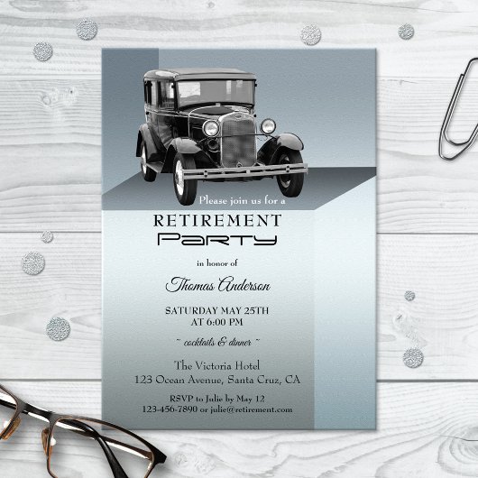 Vintage Car Retirement Party Invitation