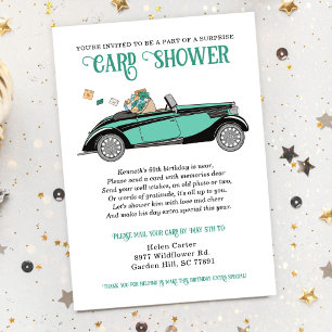 Vintage Car Surprise Douche per post Verjaardag Kaart