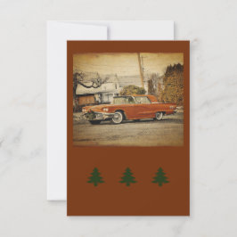 Vintage Car T-Bird Holiday Flat Wenskaart Kaart