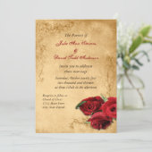 Vintage Caramel Brown & Roos Wedding Kaart (Staand voorkant)