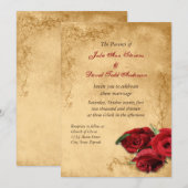 Vintage Caramel Brown & Roos Wedding Kaart (Voorkant / Achterkant)