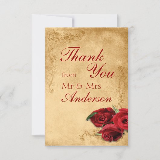 Vintage Caramel Mariage Carte de remerciements (Devant)
