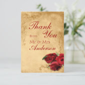 Vintage Caramel Mariage Carte de remerciements (Debout devant)