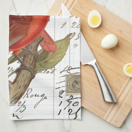 Vintage Cardinal Français Script Cuisine Serviette (Quart Plié)