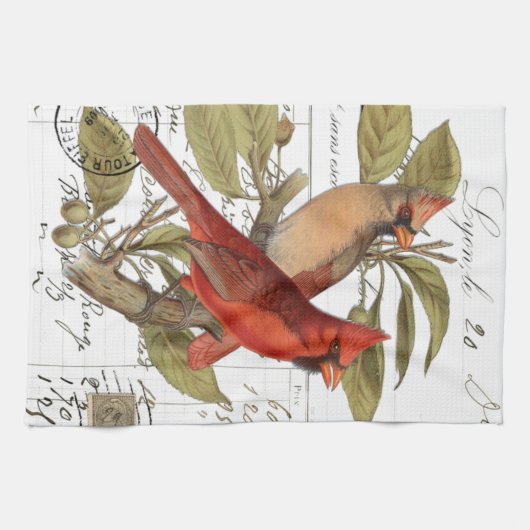 Vintage Cardinal Français Script Cuisine Serviette (Horizontal)