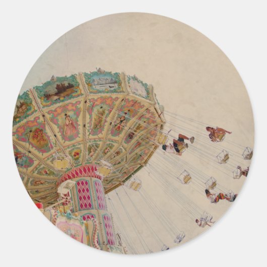 Vintage Carousel in Parijs Ronde Sticker (Voorkant)