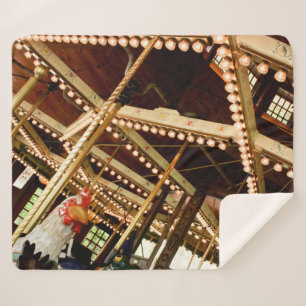 Vintage Carousel Rooster Sherpa Deken
