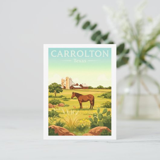 Vintage Carrolton Texas Briefkaart (Staand voorkant)