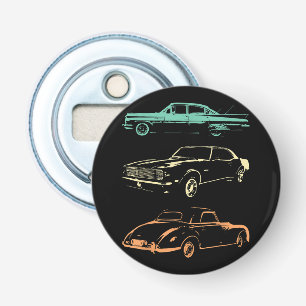 Vintage Cars - 80 en 90 grafische Retro Button Flesopener
