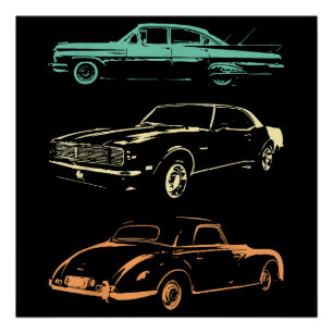 Vintage Cars - 80 en 90 grafische Retro Perfect Poster