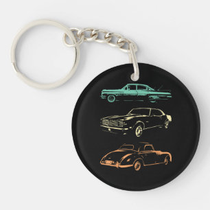 Vintage Cars - 80 en 90 grafische Retro Sleutelhanger