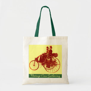 Vintage Cars Gathering,bruin geelgroen Tote Bag
