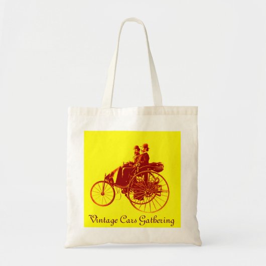 ViNTAGE CARS GATHERING, geel bruin Tote Bag (Voorkant)