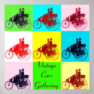 ViNTAGE CARS GATHERING POP ART Poster
