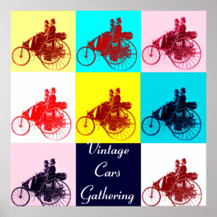 ViNTAGE CARS GATHERING POP ART Poster