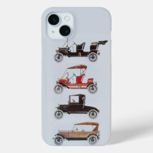 Vintage Cars Gathering, Red Black Grey Classic Car iPhone 15 Mini Hoesje