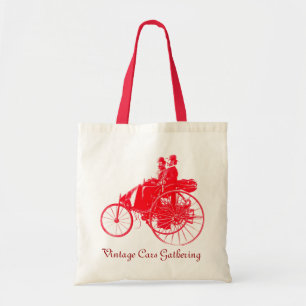 Vintage Cars Gathering, rood en wit Tote Bag