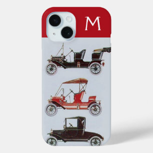 VINTAGE CARS GRAY RED MONOGRAM