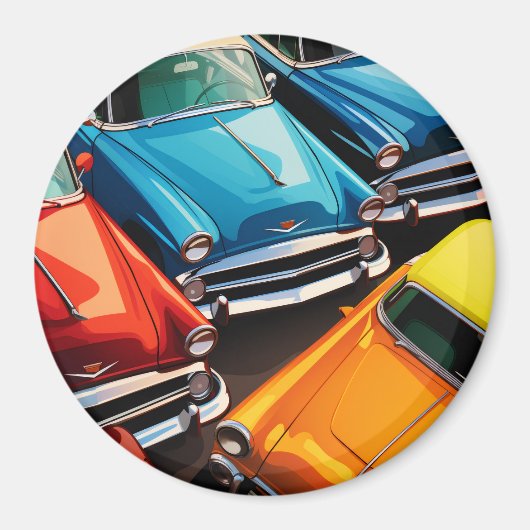 Vintage Cars Pattern Magneet (Voorkant)