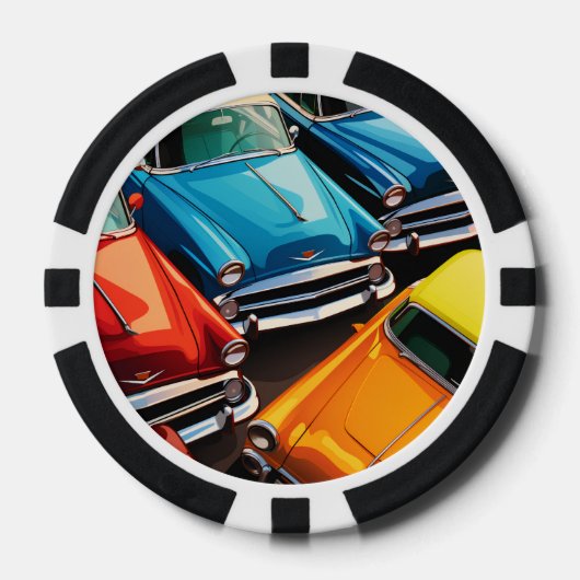 Vintage Cars Pattern Poker Chips (Voorkant)