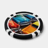 Vintage Cars Pattern Poker Chips (Enkel)