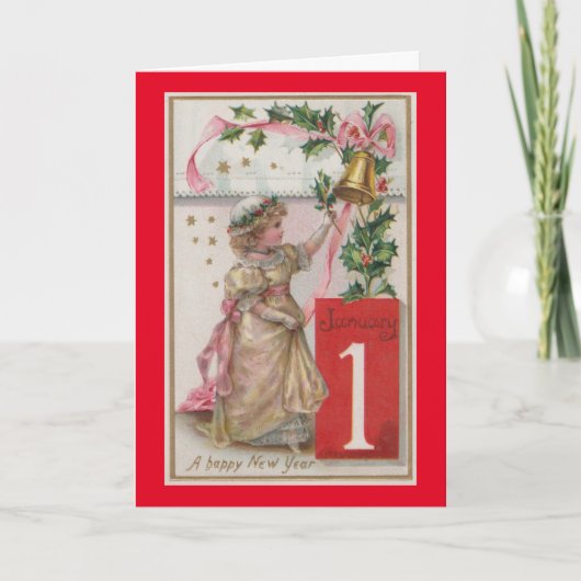 Vintage carte de vacances du 1er janvier (Devant)