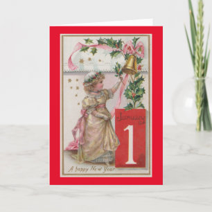 Vintage carte de vacances du 1er janvier