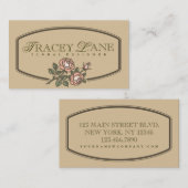 Vintage Carte de visite Floral (Devant / Derrière)