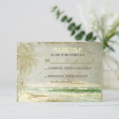 vintage carte RSVP de mariage rustique de plage (Debout devant)