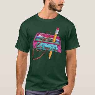 Vintage Cassetterecorder Potlood 70s 80s 90s Muzie T-shirt