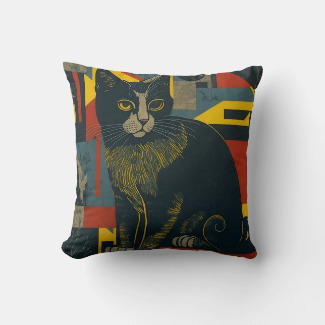 vintage cat 14 kussen (Voorkant)