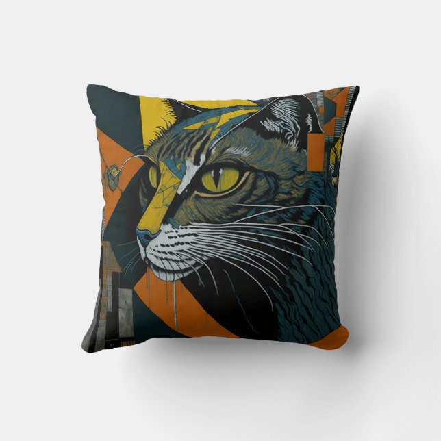 vintage cat 16 kussen (Achterkant)