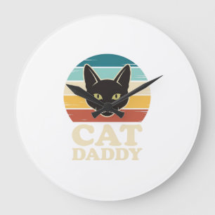 Vintage Cat Daddy Zwarte Kat Retro Zonsondergang S Grote Klok