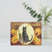 Vintage Cat Halloween Briefkaart (Staand voorkant)