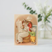 Vintage Cat Lire la carte postale du journal (Debout devant)